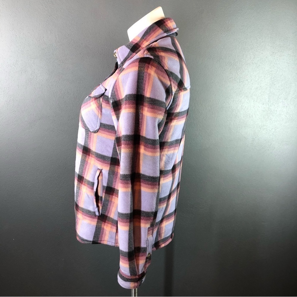 Sage Collective Long Sleeve Plaid Super Plush Sherpa Lined Fleece Shirt Jacket - Picture 9 of 11
